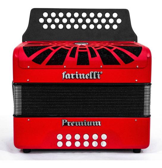 Acordeon Botones Fa Rojo Con 5 Voces Farinelli Premium
