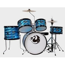 Bateria Junior infantil Azul 3D 5 Pzas Aro Negro Century