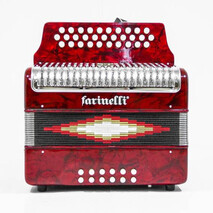 Acordeon Botones Gcf Rojo Con 5 Voces Farinelli Premium